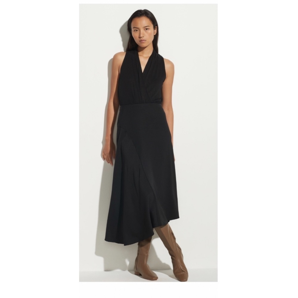 Vince Draped Neck Bodysuit in Black.